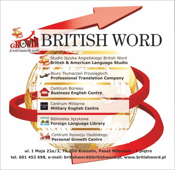 Studio Języka Angielskiego British Word w Koszalinie - kursy języka angielskiego, tłumaczenia, biblioteka jezykowa